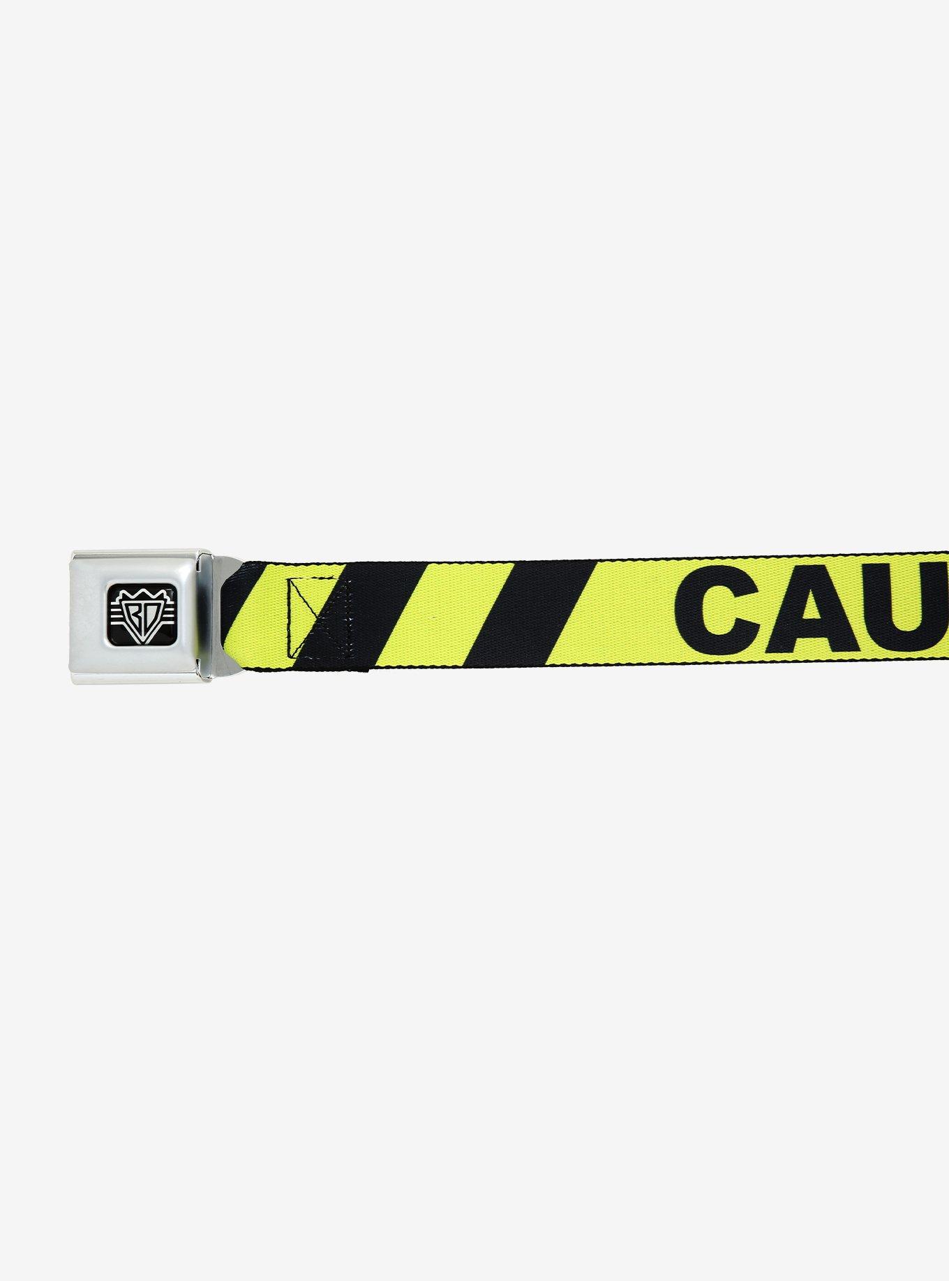 Buckle-Down Caution Tape Seatbelt Belt, , alternate