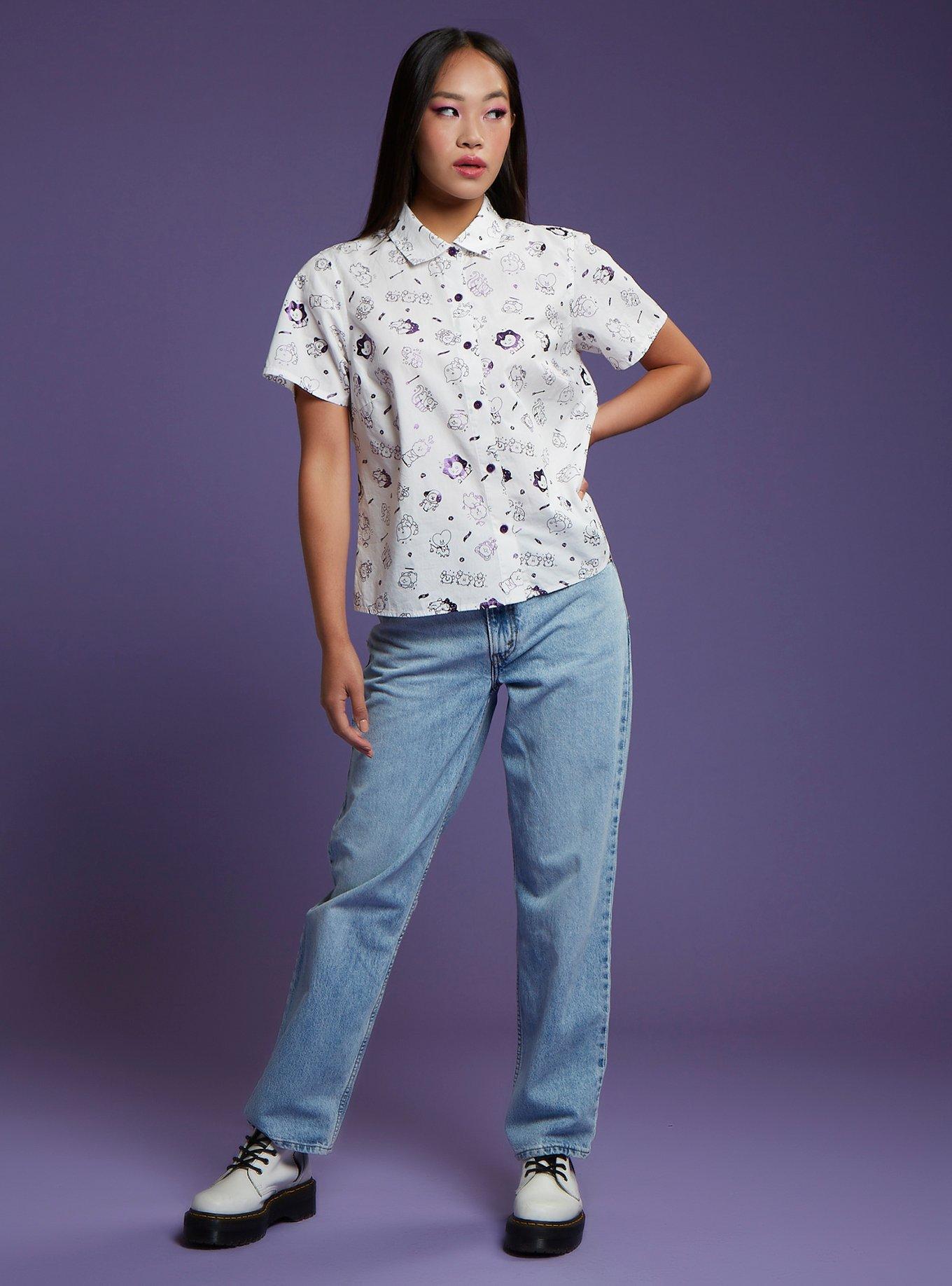 BT21 Purple Foil Astrology Girls Woven Button-Up, MULTI, alternate