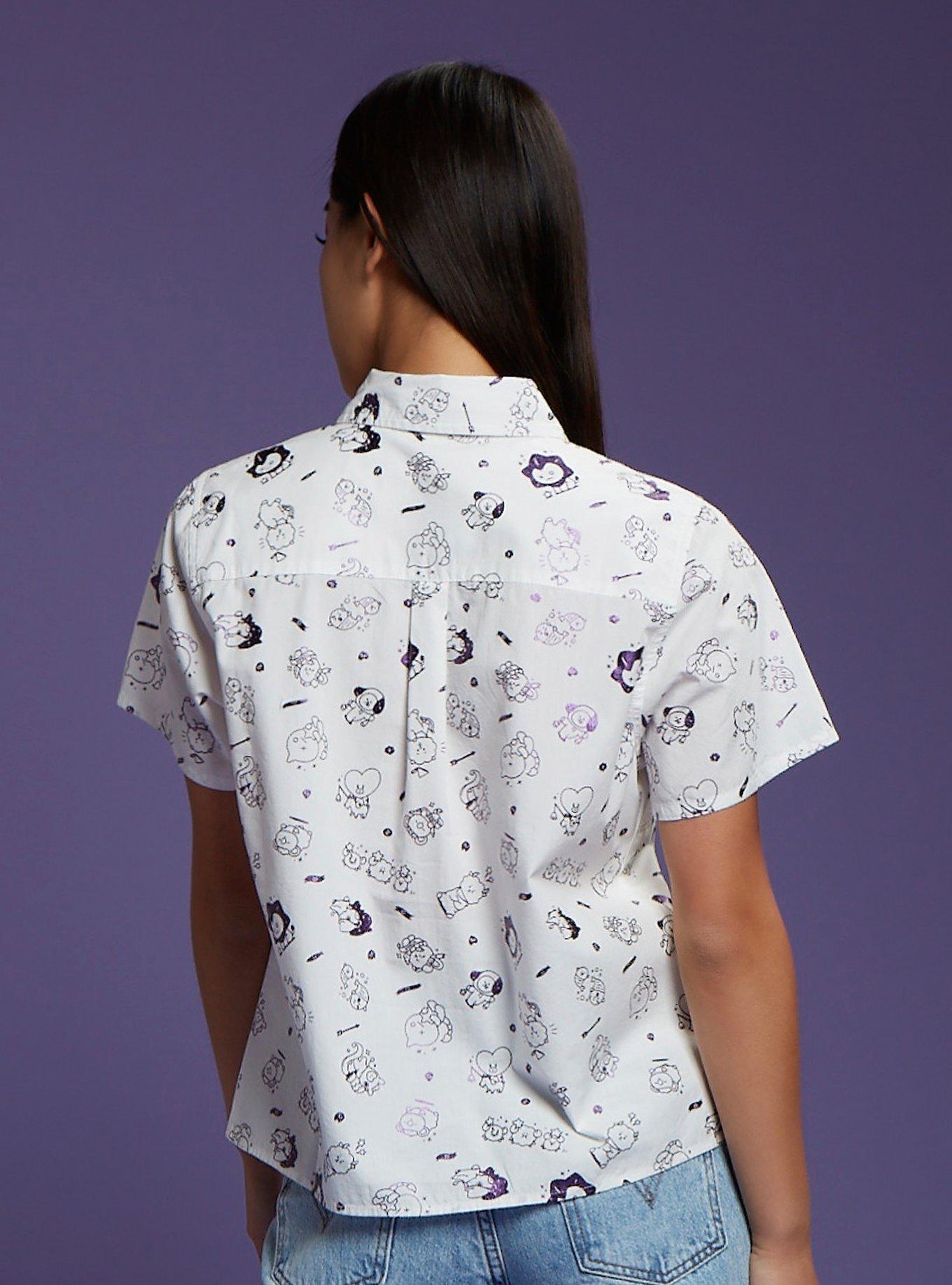 BT21 Purple Foil Astrology Girls Woven Button-Up, MULTI, alternate
