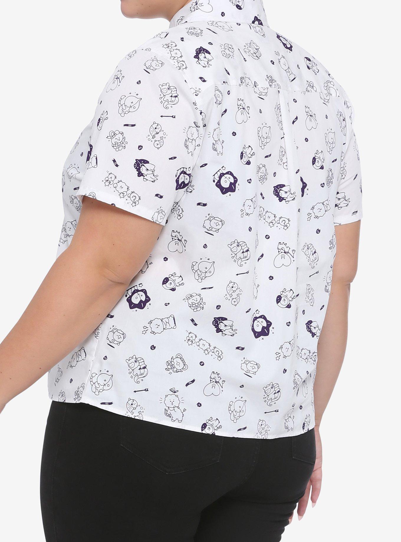 BT21 Purple Foil Astrology Girls Woven Button-Up Plus Size, MULTI, alternate