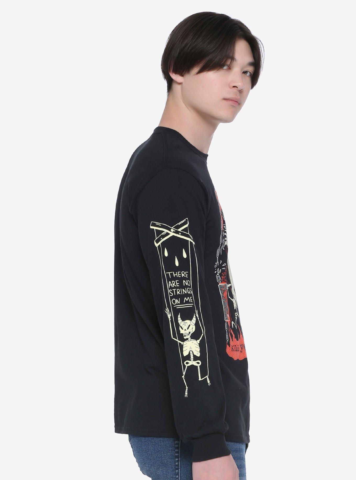 Kill Your Masters Long-Sleeve T-Shirt By Wizard Of Barge, BLACK, alternate