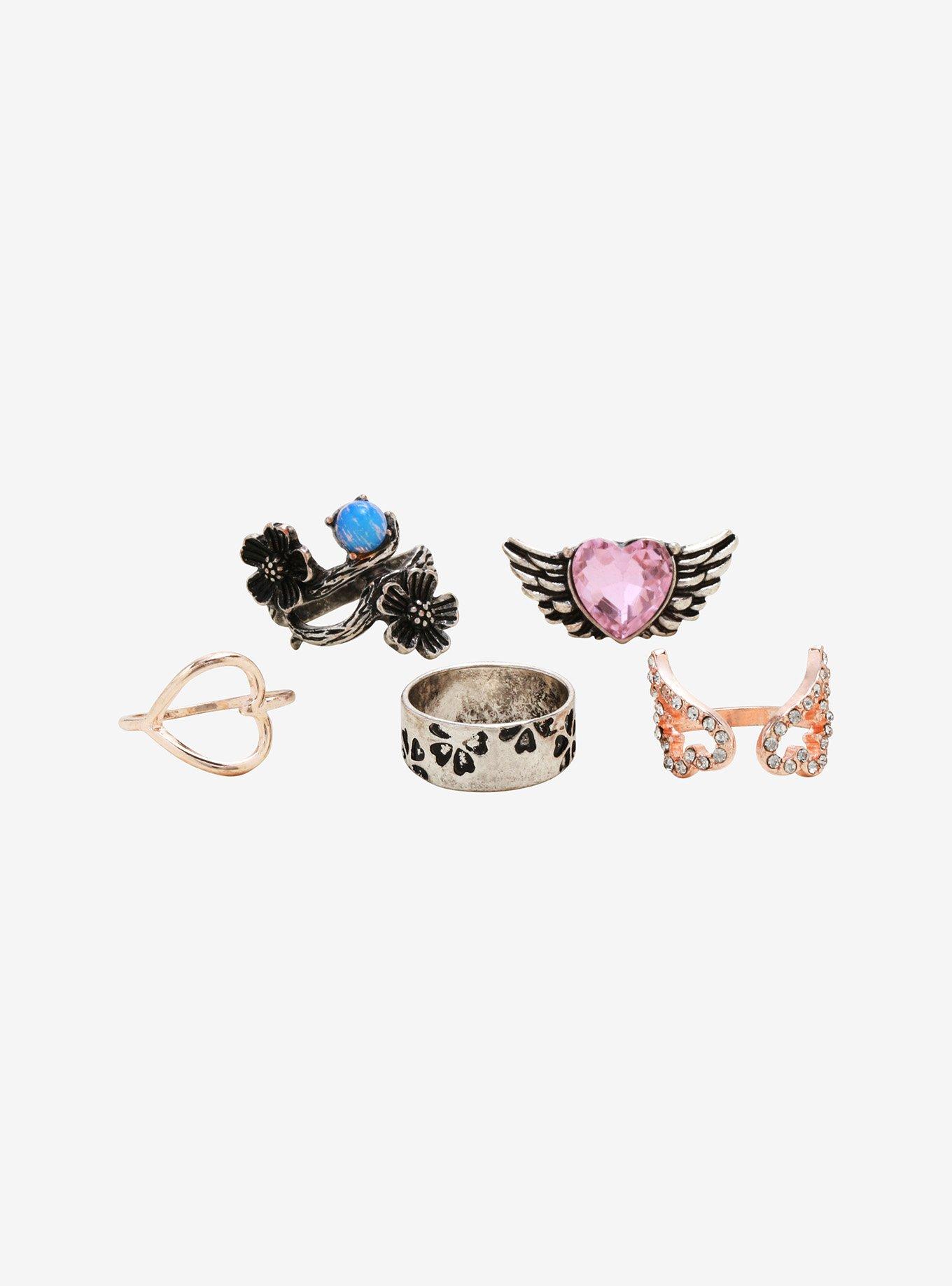 Heart Wings Ring Set, , alternate