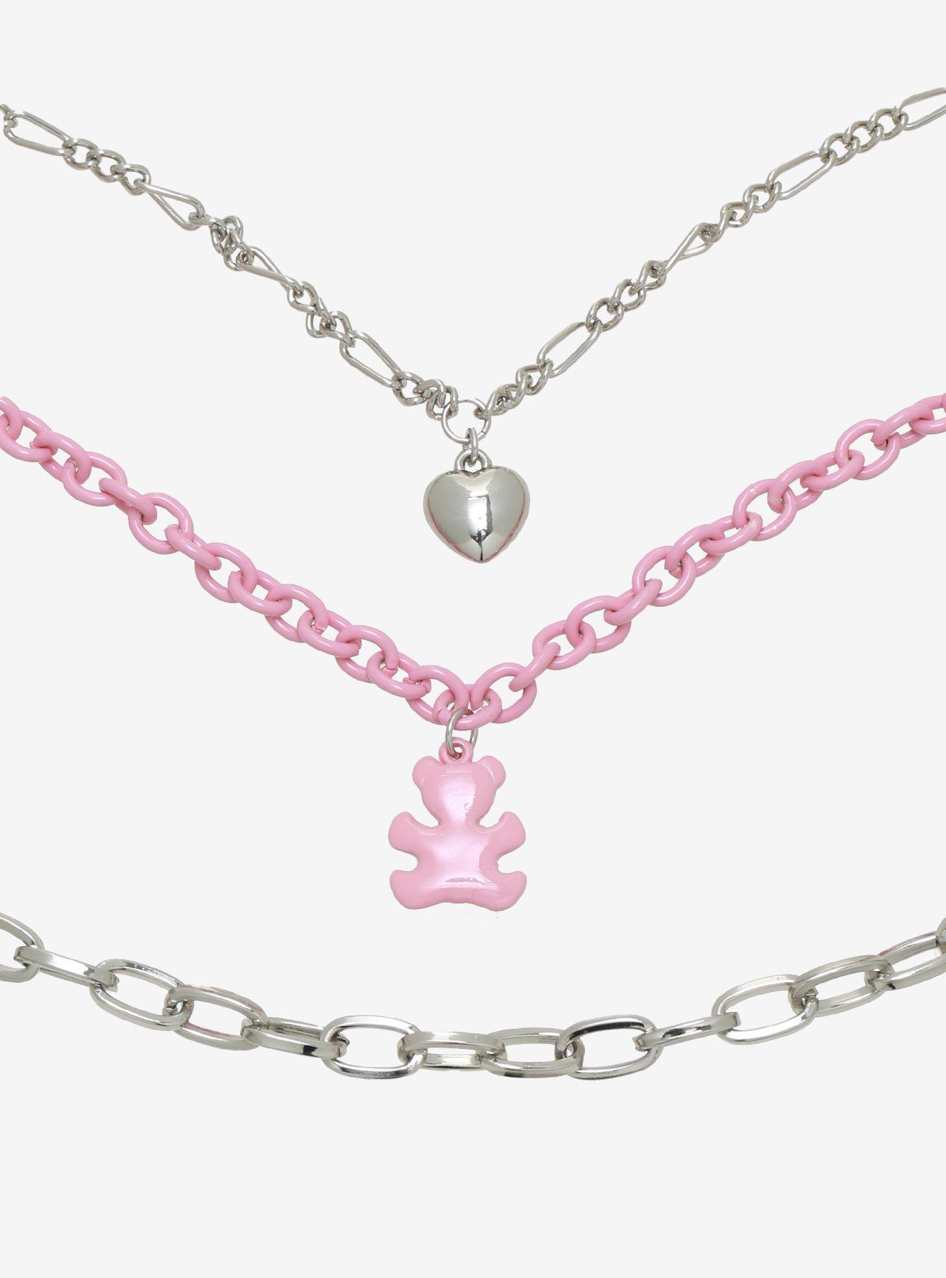 Candy Bear Layered Chain Necklace, , alternate