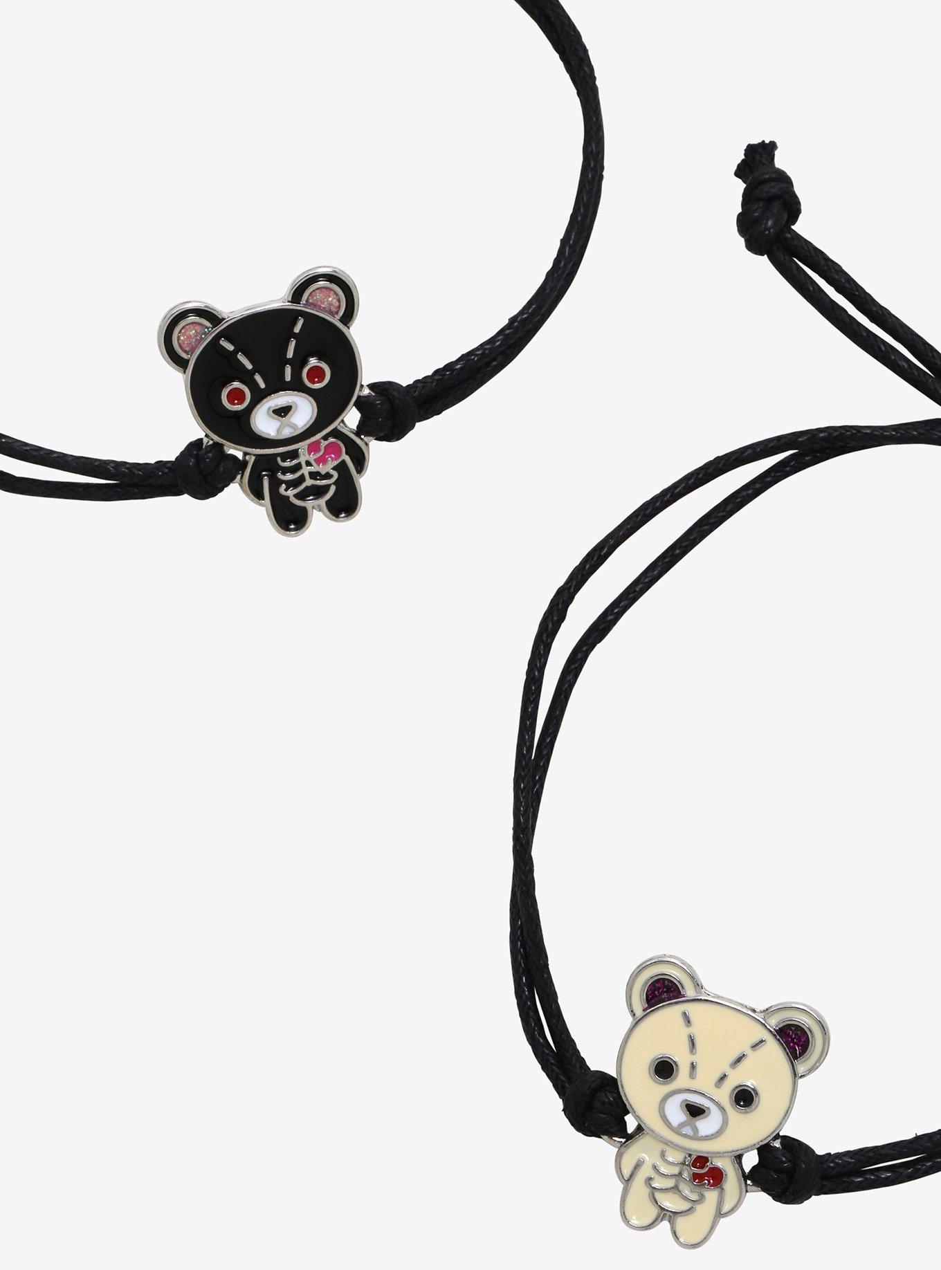 Skeleton Teddy Bear Best Friend Cord Bracelet Set, , alternate