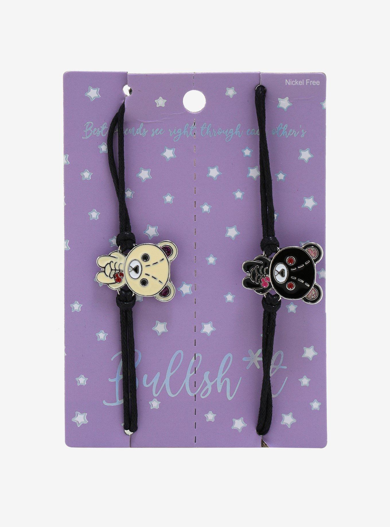 Skeleton Teddy Bear Best Friend Cord Bracelet Set, , alternate