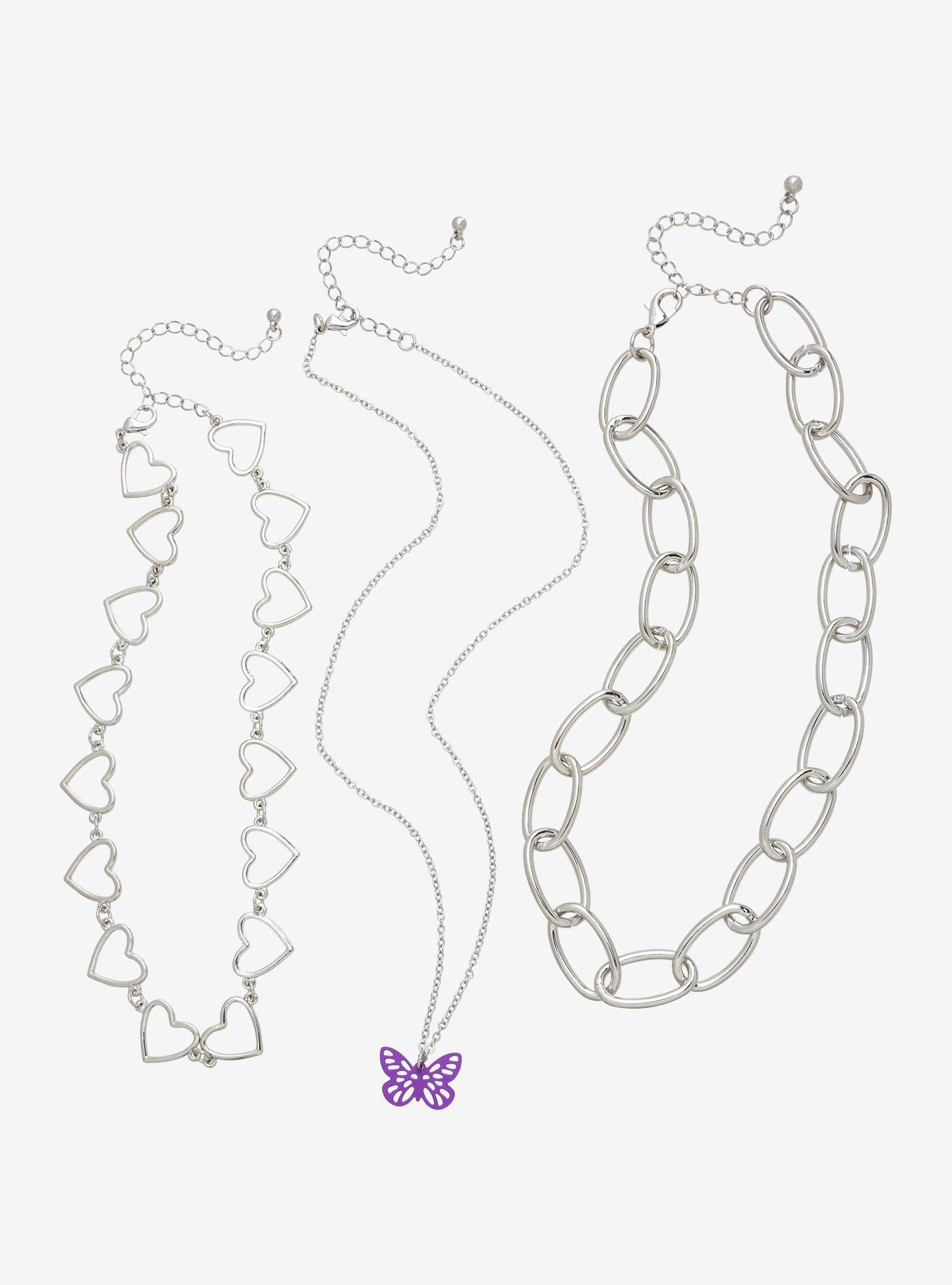 Butterfly & Hearts Chain Necklace Set, , alternate