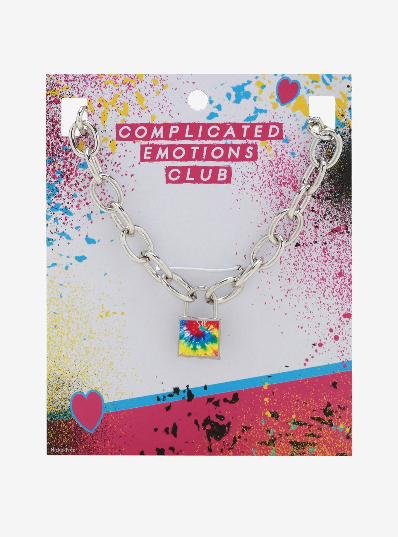 Tie-Dye Padlock Chain Necklace, , alternate