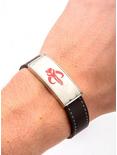 Star Wars The Mandalorian Symbol Id Plate Stainless Steel And Brown Leather Bracelet, , alternate