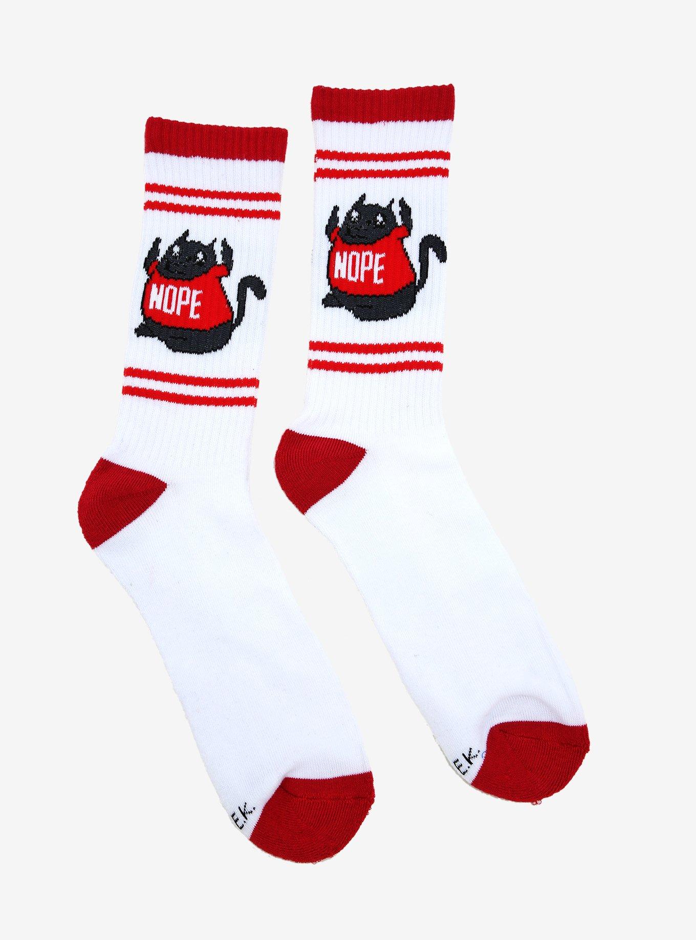 Exploding Kittens Nope Cat Crew Socks, , alternate