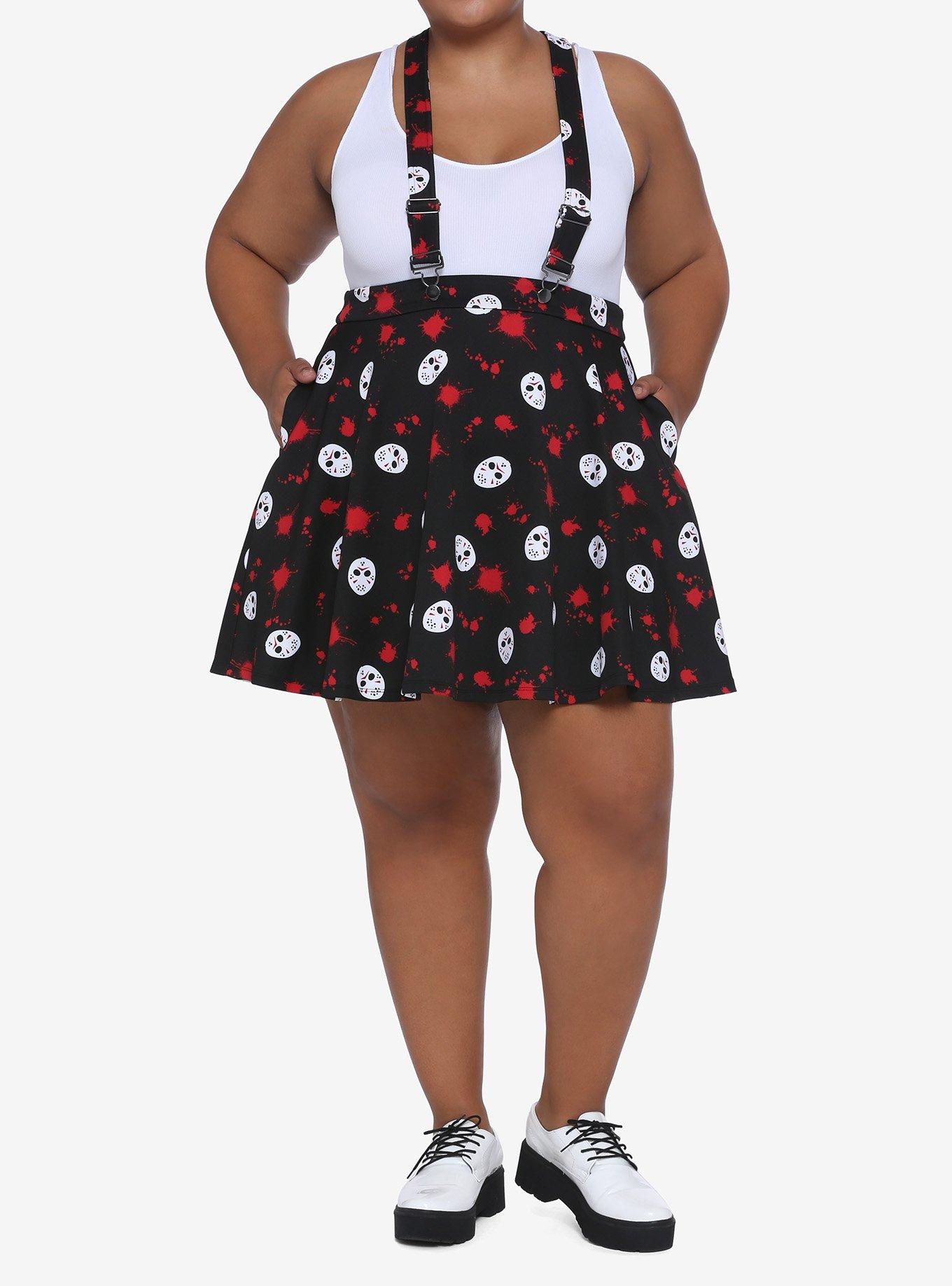 Friday The 13th Jason Mask Blood Suspender Skirt Plus Size, MULTI, alternate