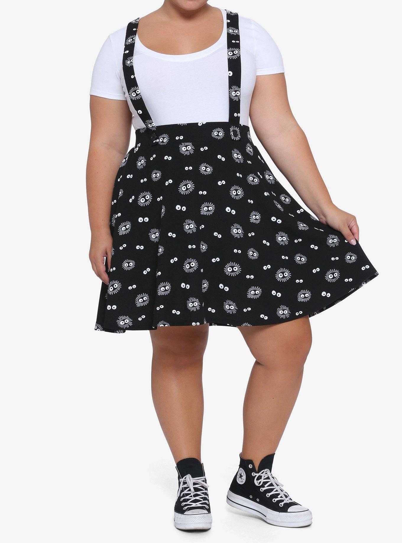 Studio Ghibli Spirited Away Soot Sprite Suspender Skirt Plus Size, BLACK, alternate