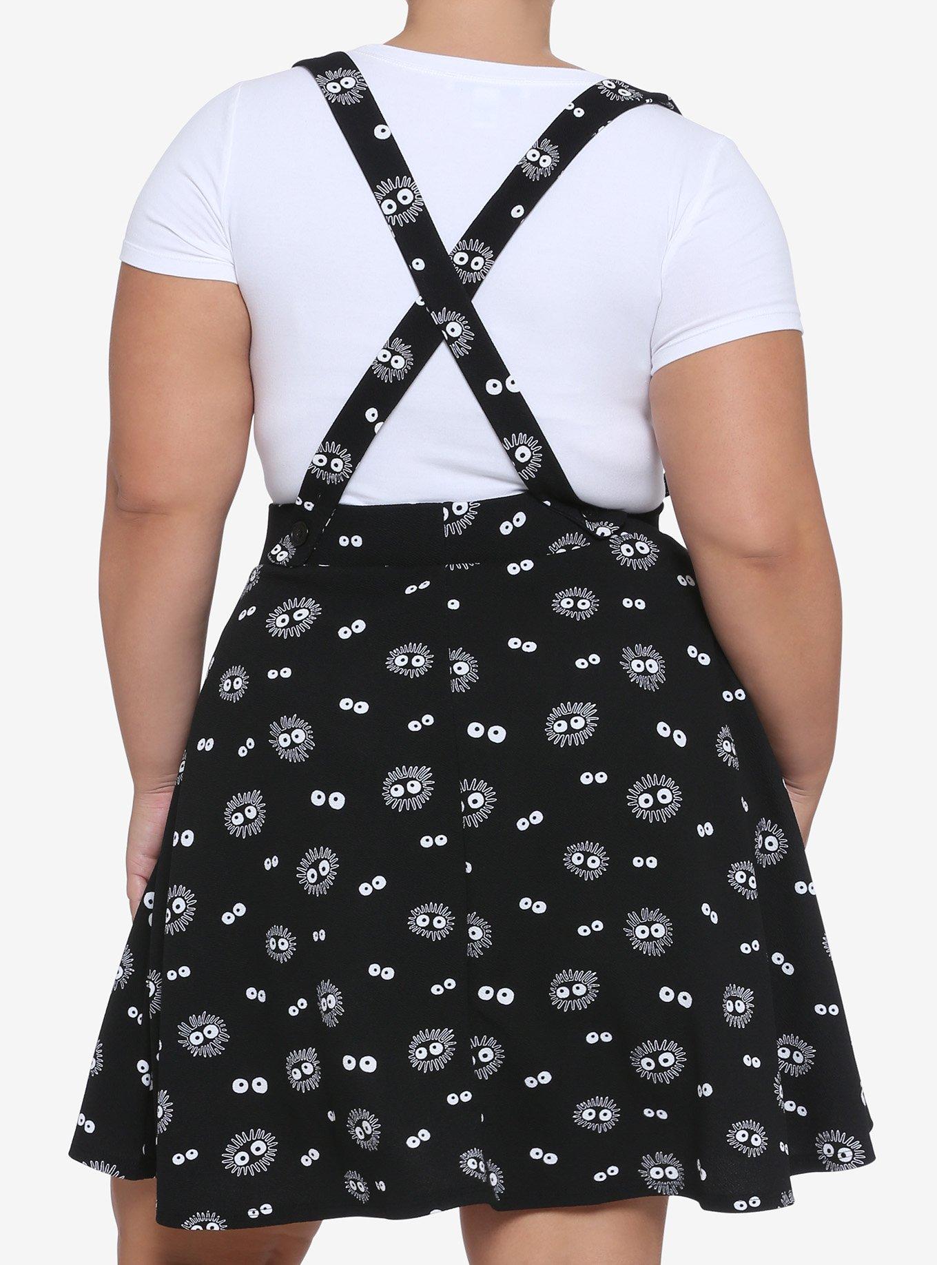 Studio Ghibli Spirited Away Soot Sprite Suspender Skirt Plus Size, BLACK, alternate