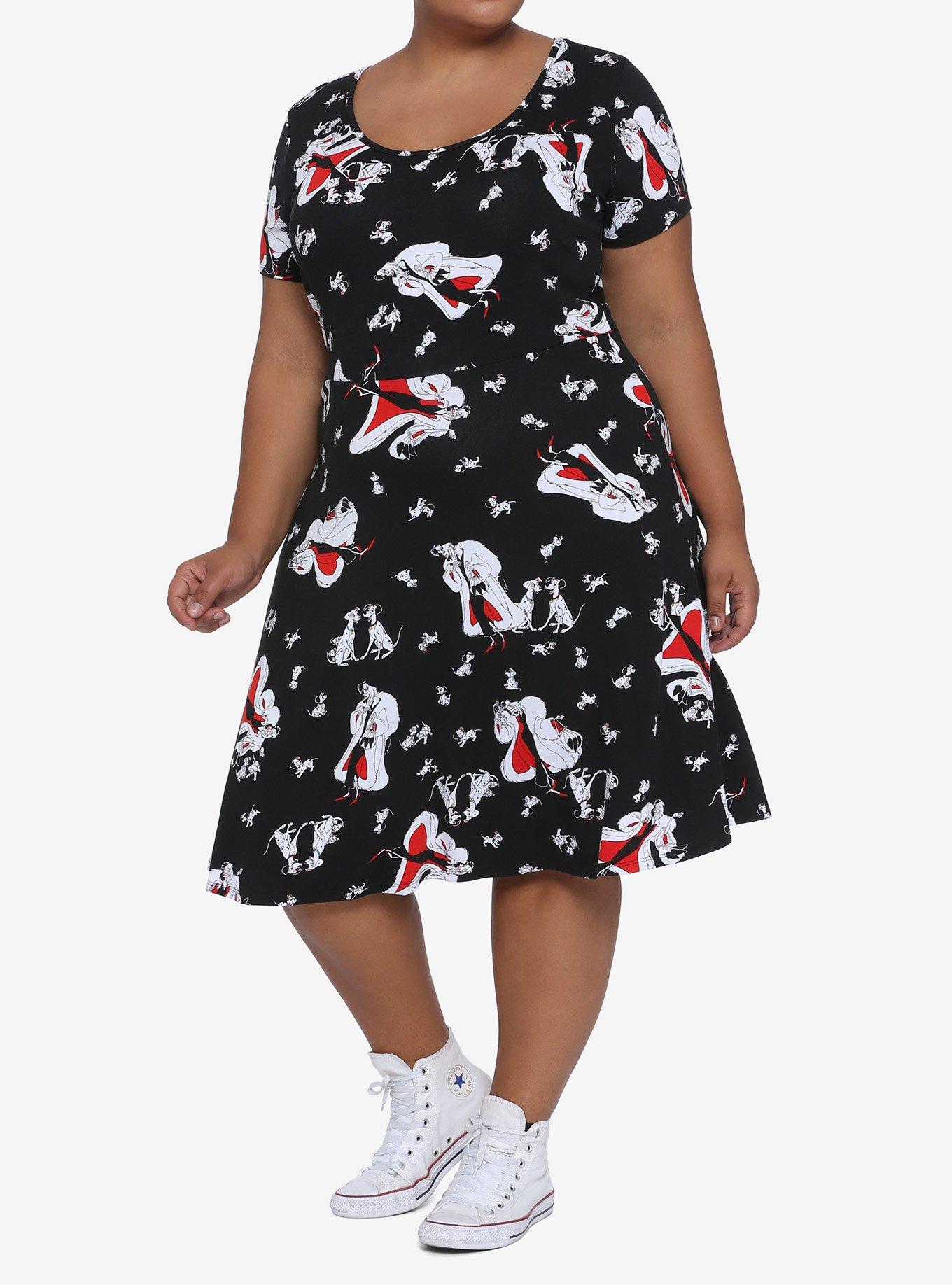 Disney 101 Dalmatians Cruella De Vil Lace Back Dress Plus Size, MULTI, alternate