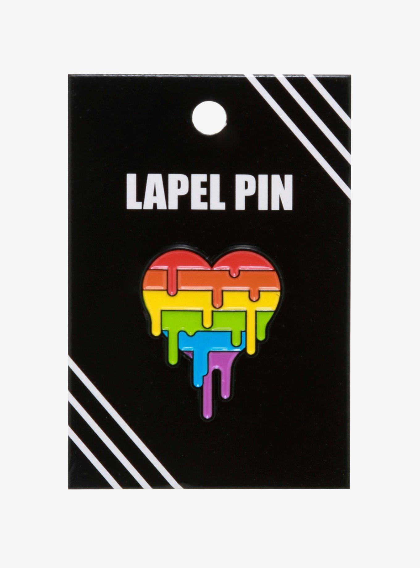 Rainbow Heart Drip Enamel Pin, , alternate