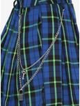 Blue & Green Plaid Pleated Chain Skirt, PLAID, alternate