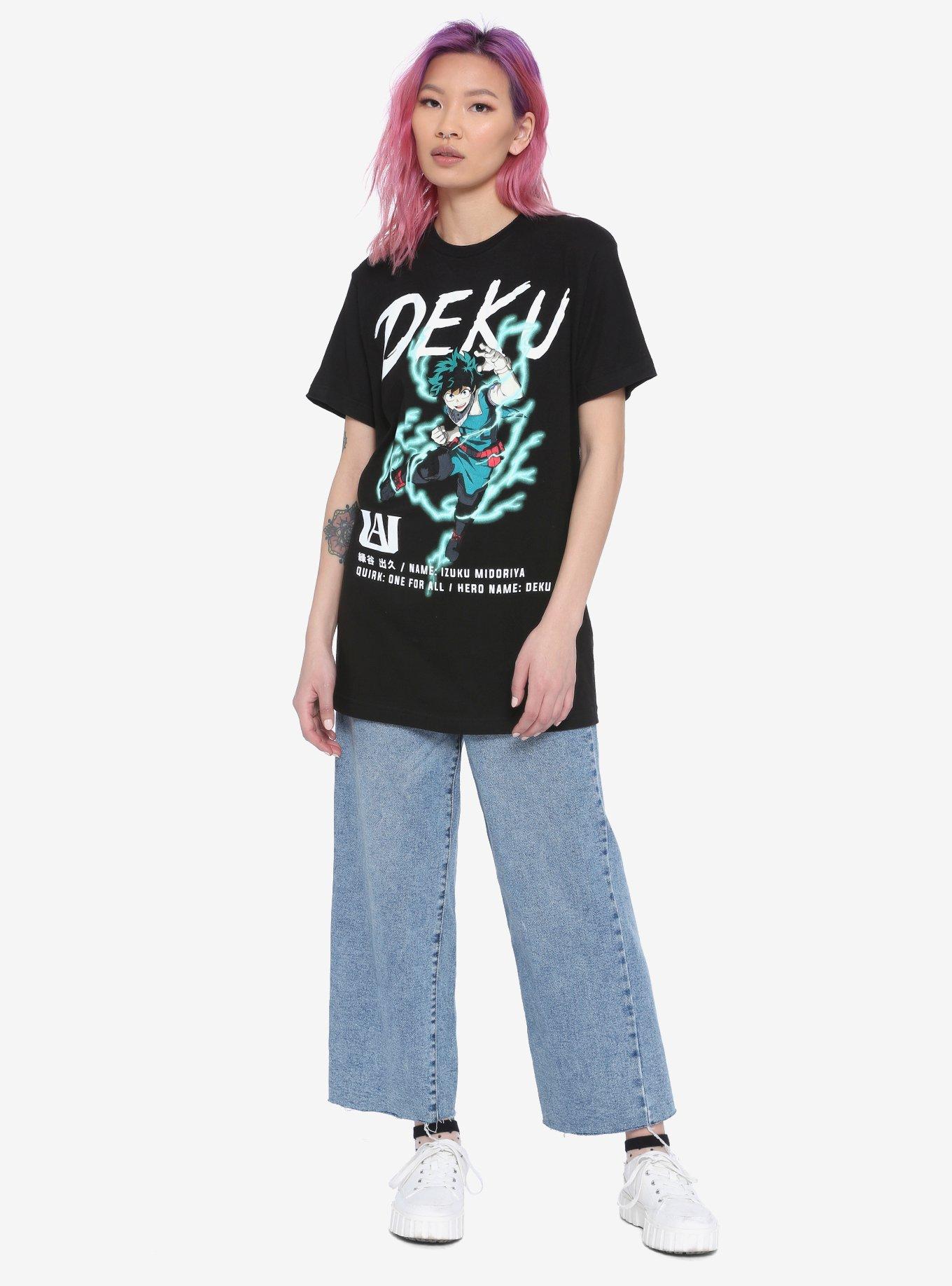 My Hero Academia Izuku Midoriya Profile Girls Oversized T-Shirt, MULTI, alternate