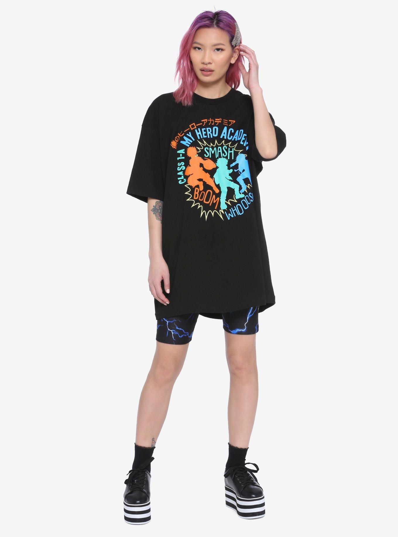 My Hero Academia Smash Sounds Silhouette Girls Oversized T-Shirt, MULTI, alternate