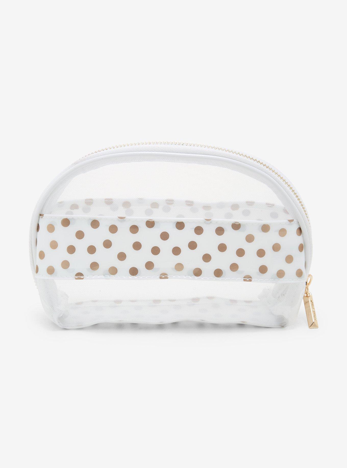 Cosmopolitan Gold Polka Dot Mesh Makeup Bag, , alternate