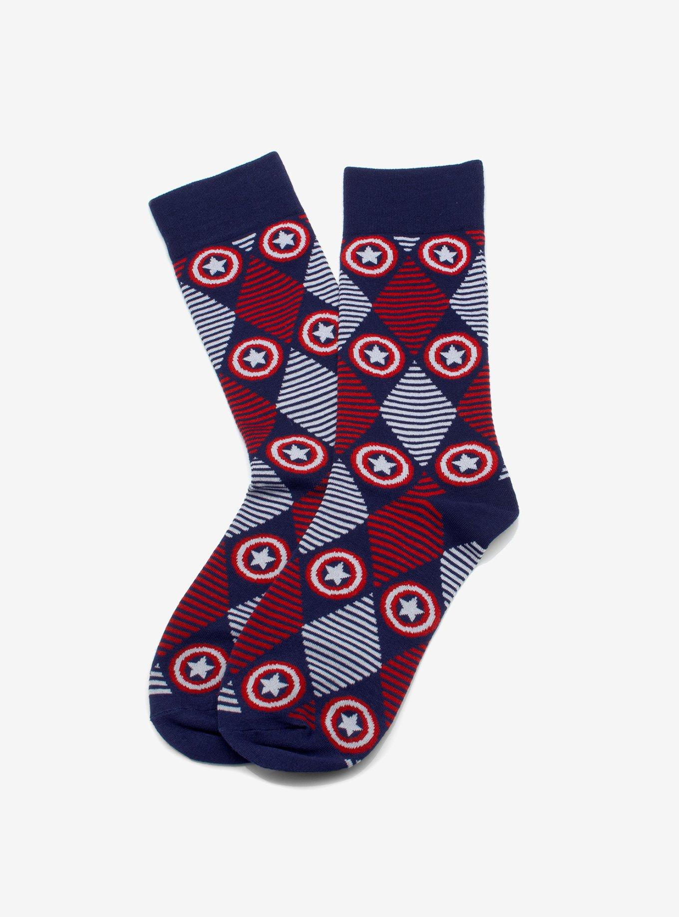 Marvel Captain America Navy Argyle Stripe Socks, , hi-res