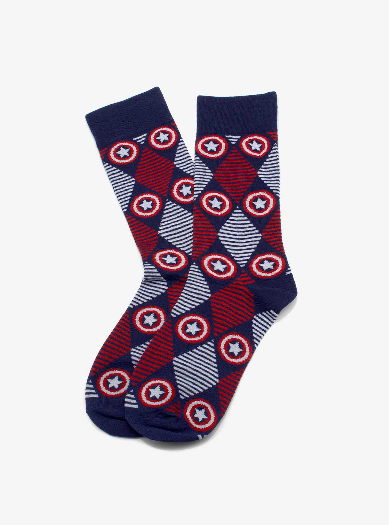 Marvel Captain America Navy Argyle Stripe Socks, , hi-res