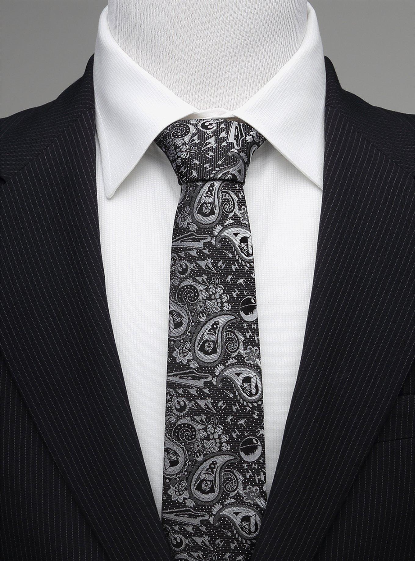 Star Wars Vader Paisley Black and White Tie, , alternate