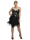 Glamour Flapper Dress Plus Size, BLACK  SILVER, alternate