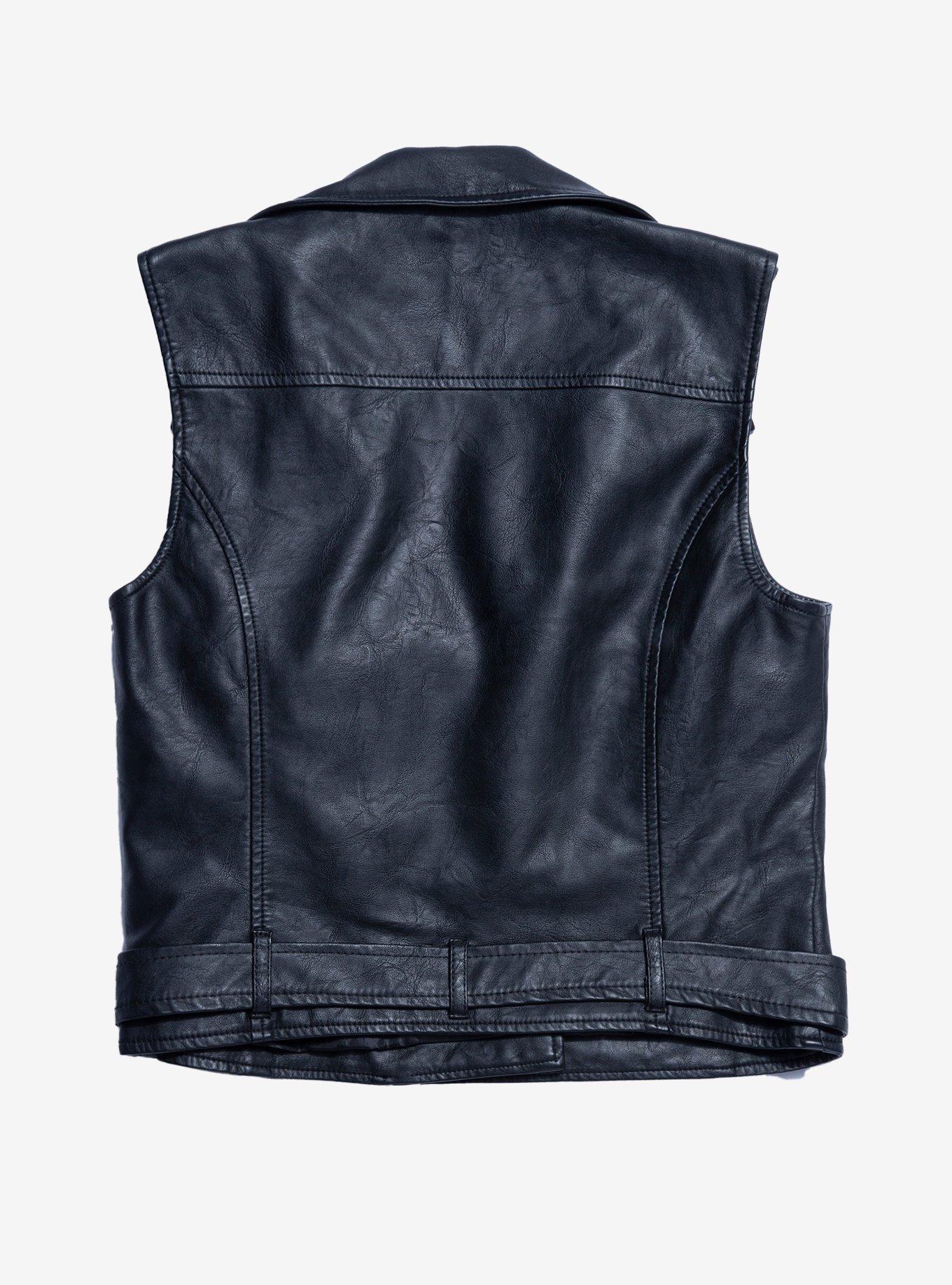 Black Faux Leather Vest, BLACK, alternate