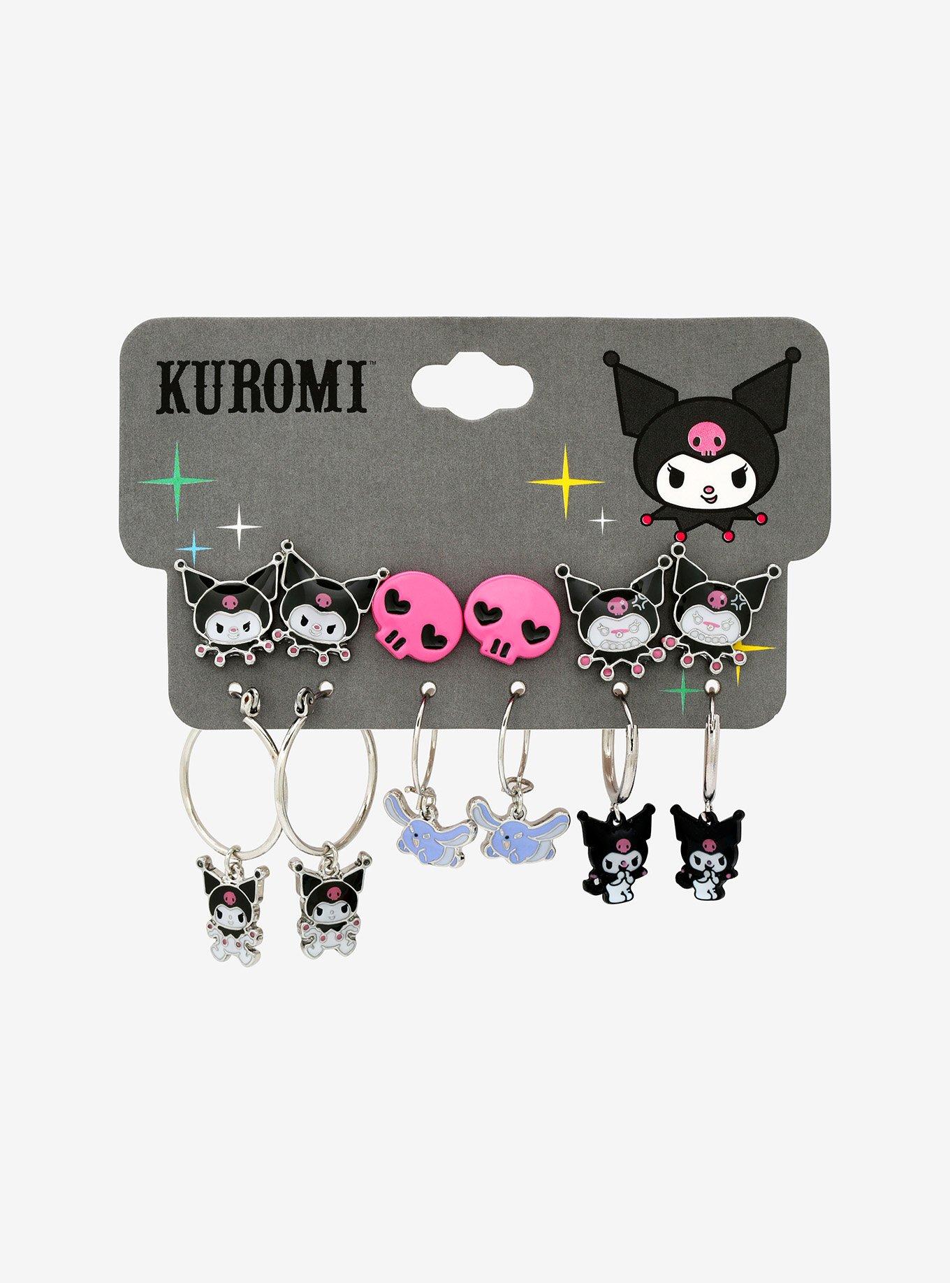 Kuromi Charm Hoop Earring Set, , alternate