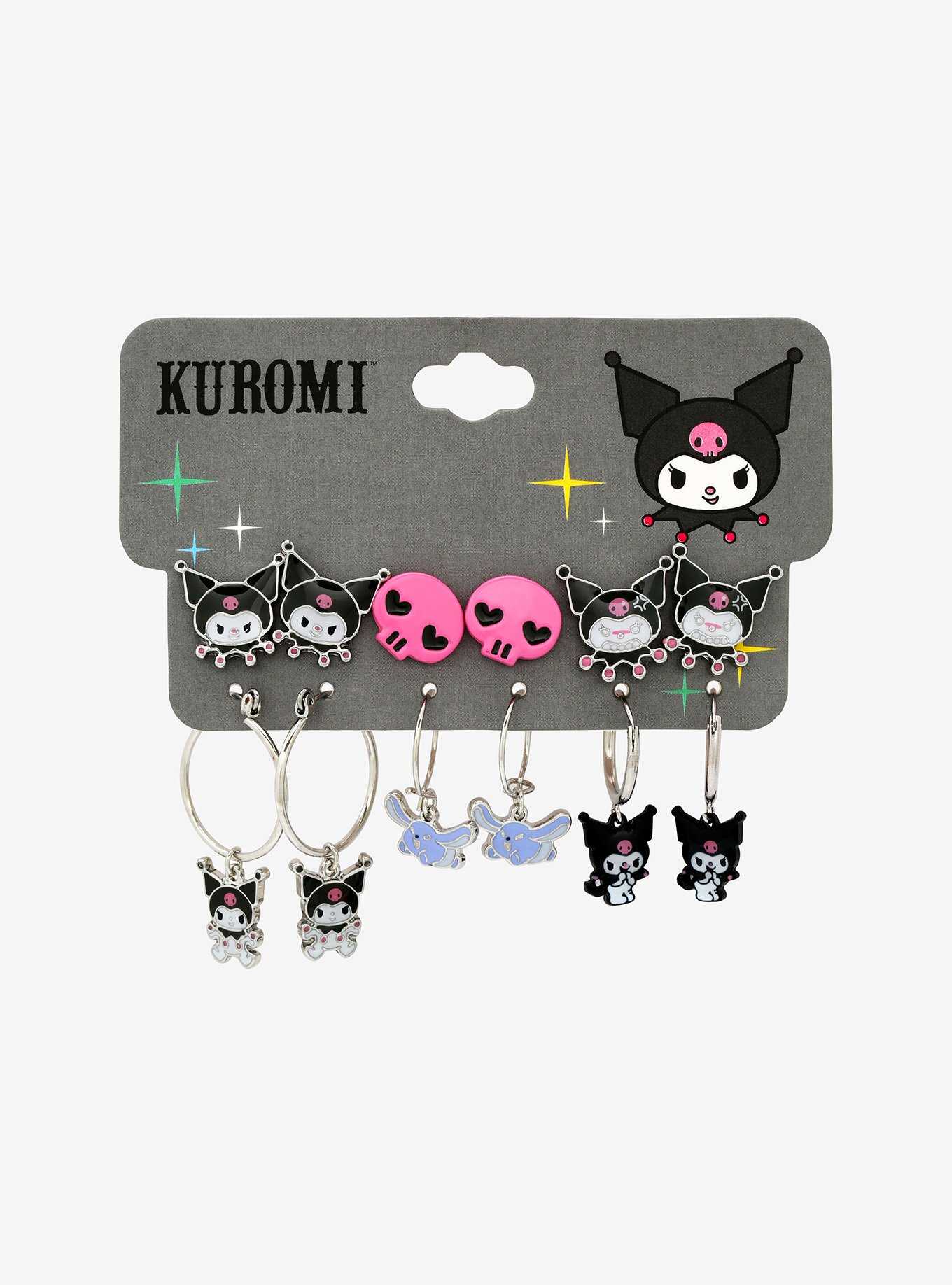 Kuromi Charm Hoop Earring Set, , hi-res