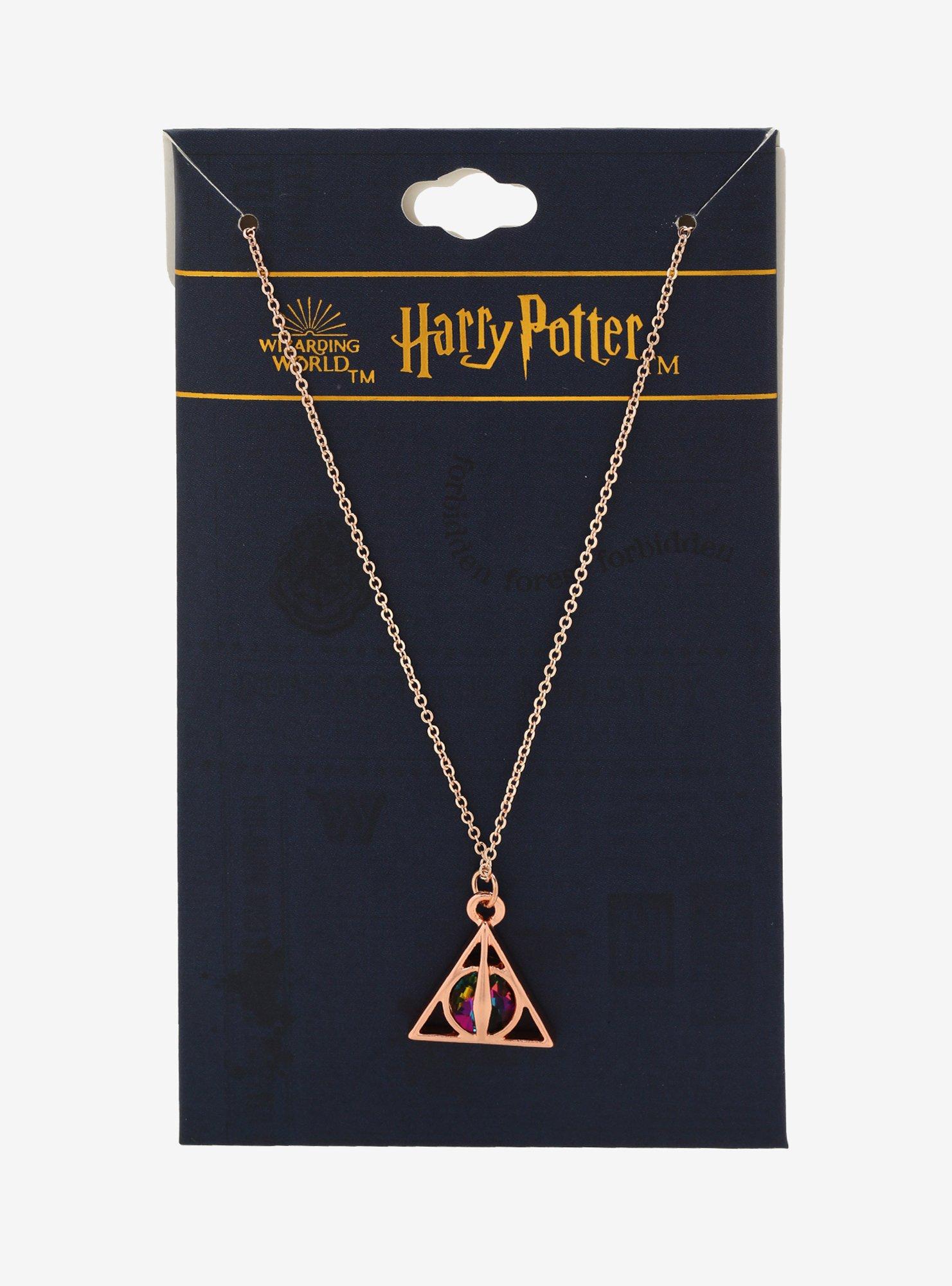 Harry Potter Deathly Hallows Rainbow Gem Necklace, , alternate