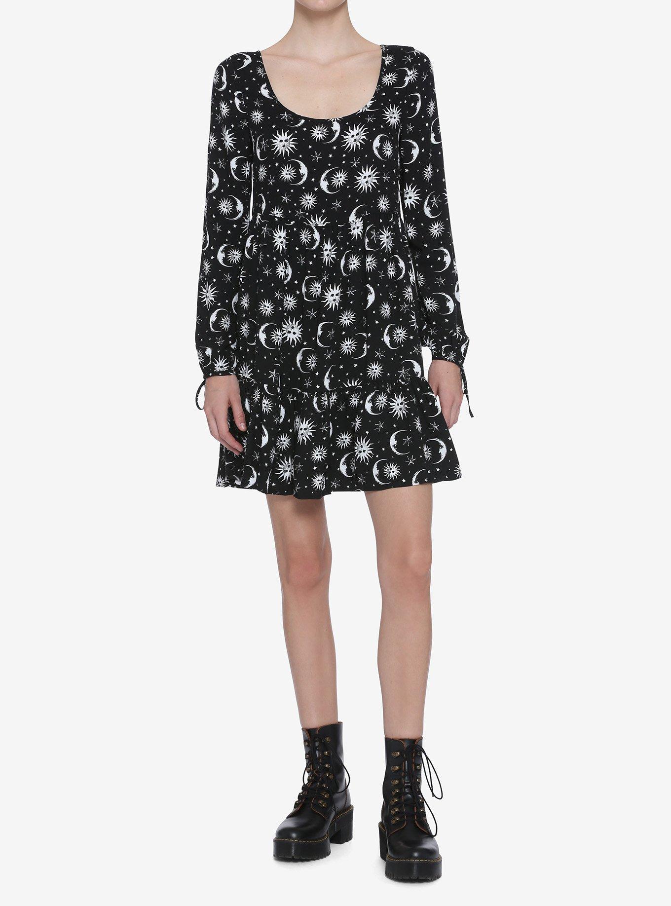 Black & White Celestial Long-Sleeve Dress, CELESTIAL, alternate