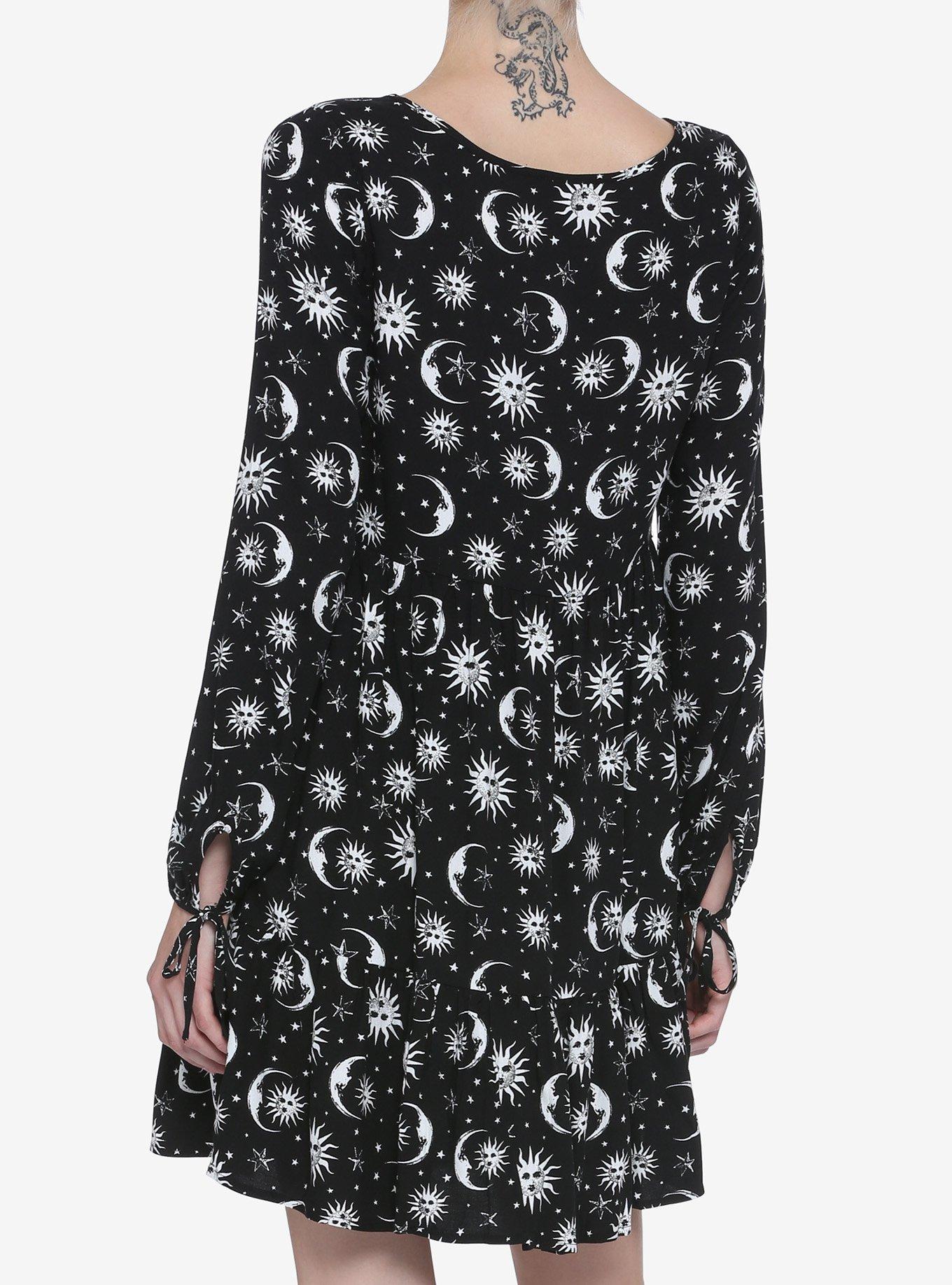 Black & White Celestial Long-Sleeve Dress, CELESTIAL, alternate