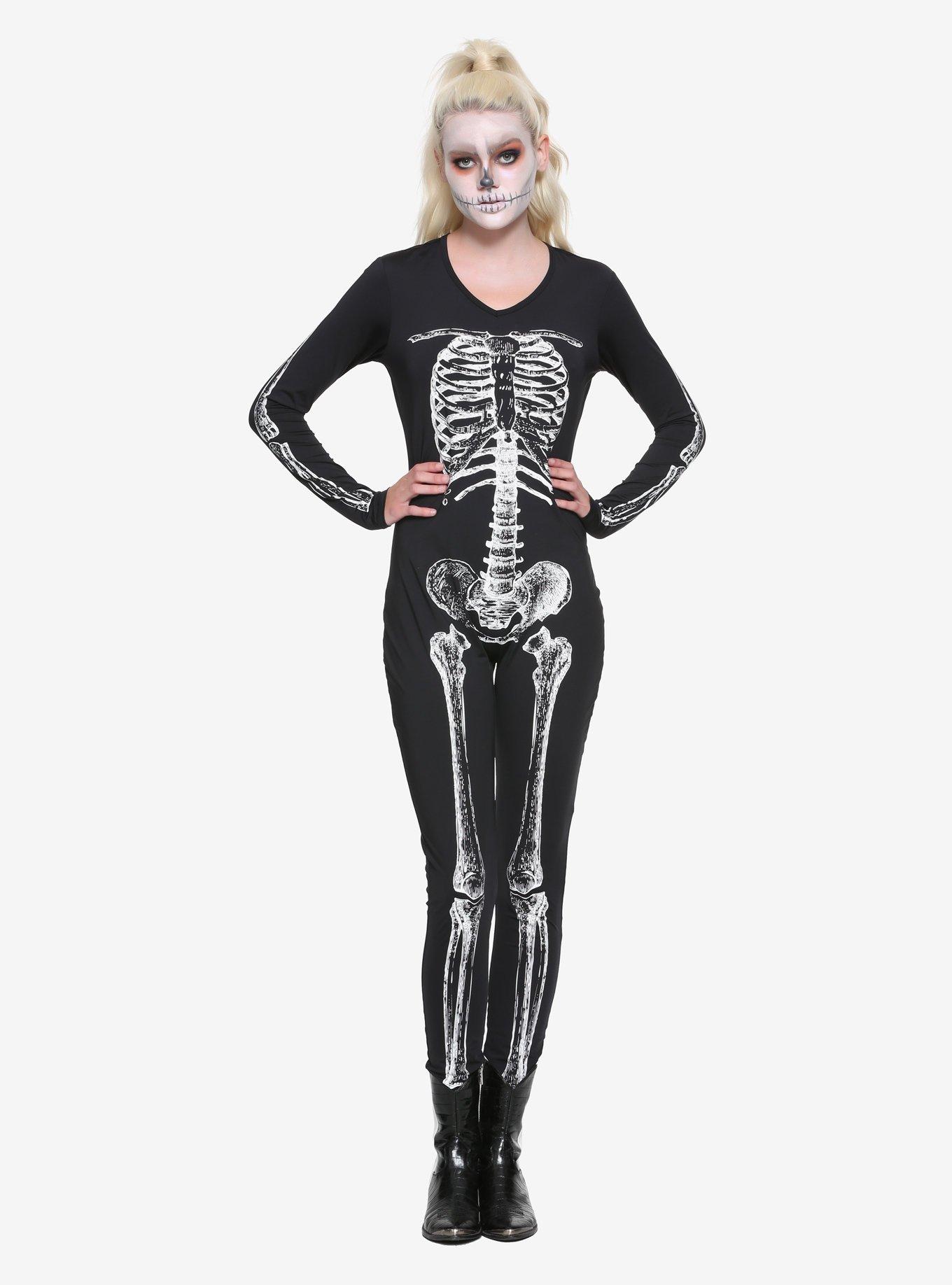 X-Ray Skeleton Catsuit, BLACK  WHITE, alternate