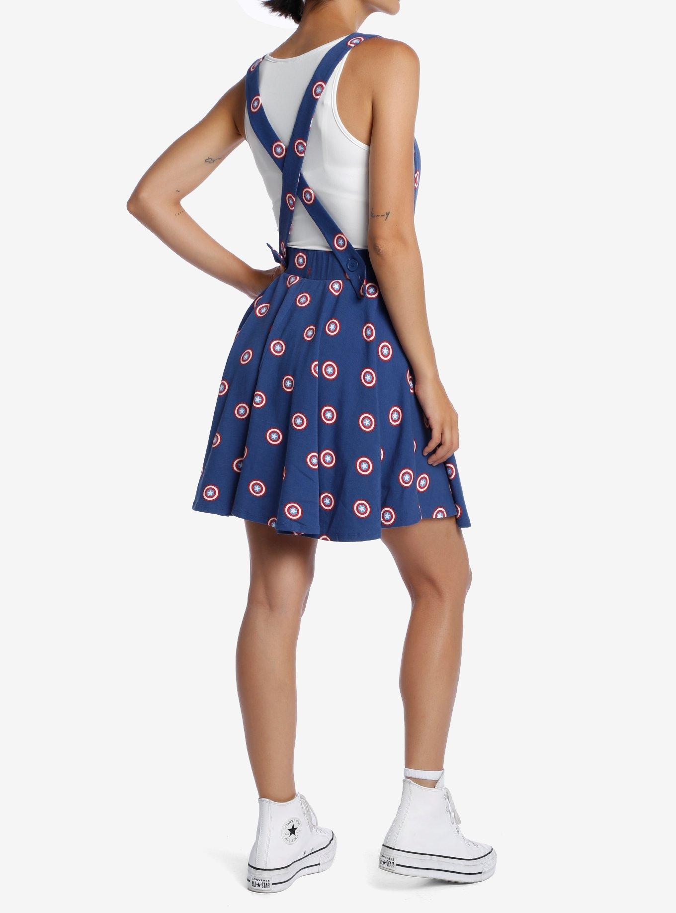 Marvel Captain America Shield Suspender Skirt, NAVY, alternate