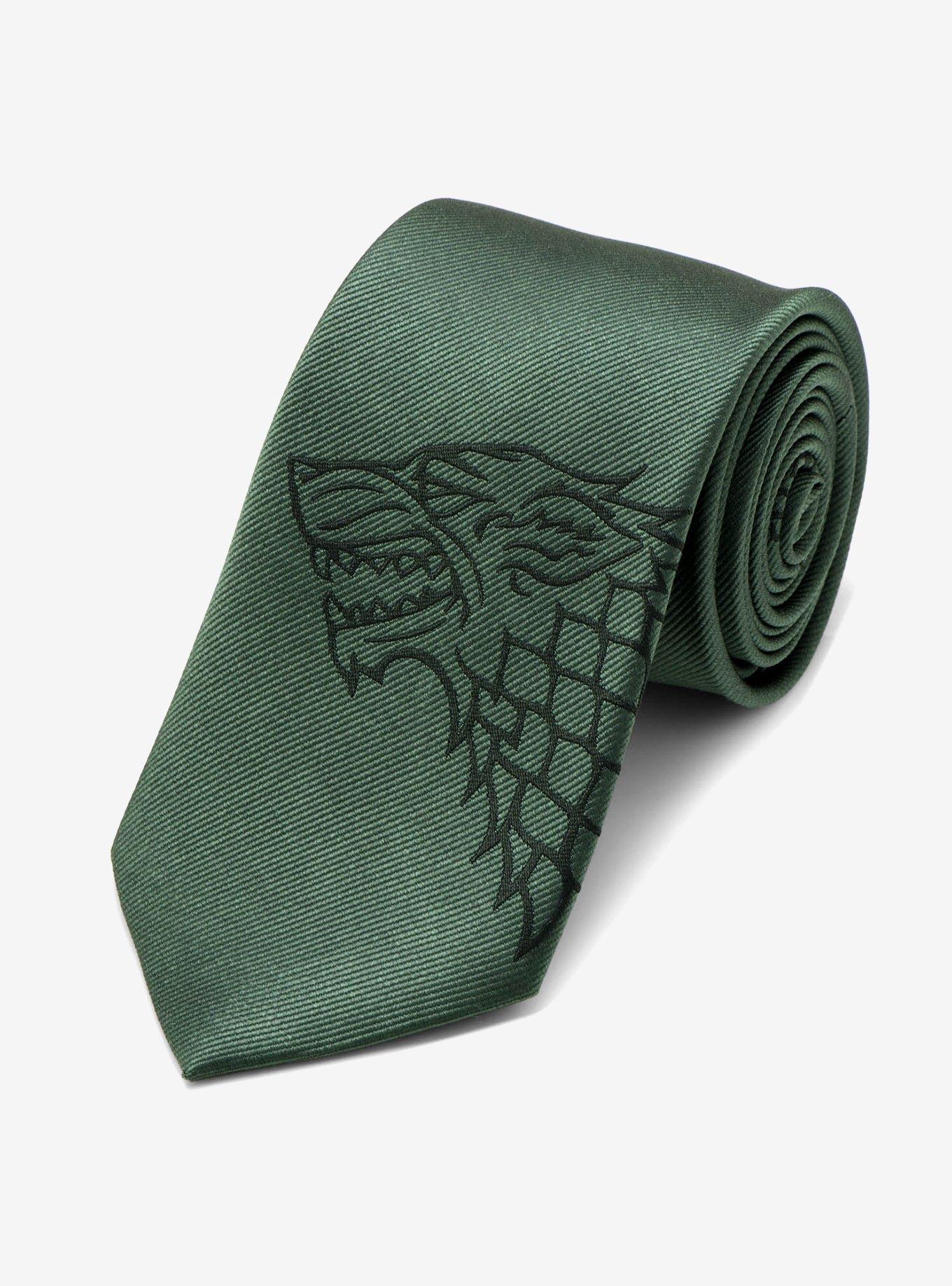 Game Of Thrones Stark Direwolf Green Tie, , alternate