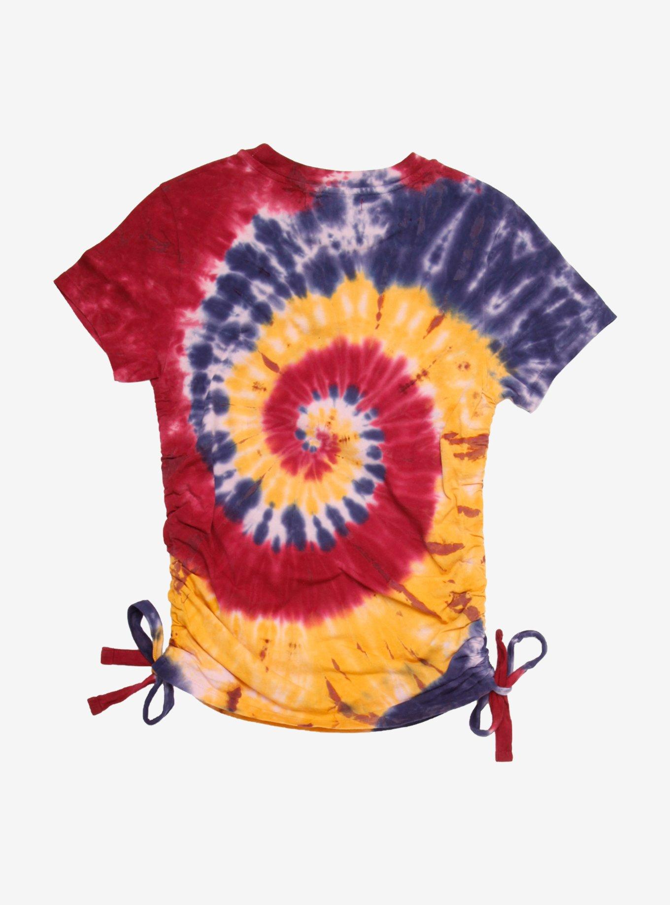 Skull & Alchemy Side-Ruched Tie-Dye Girls T-Shirt, ORANGE, alternate
