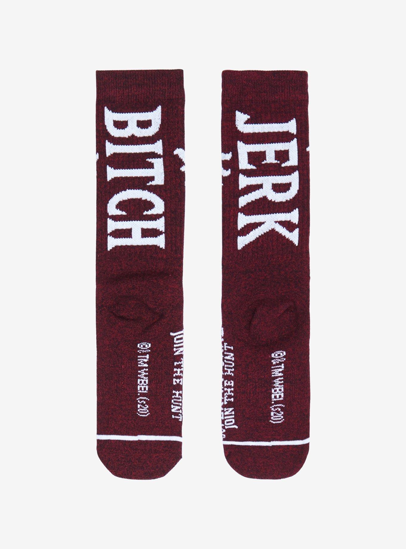 Supernatural Bitch & Jerk Crew Socks, , alternate