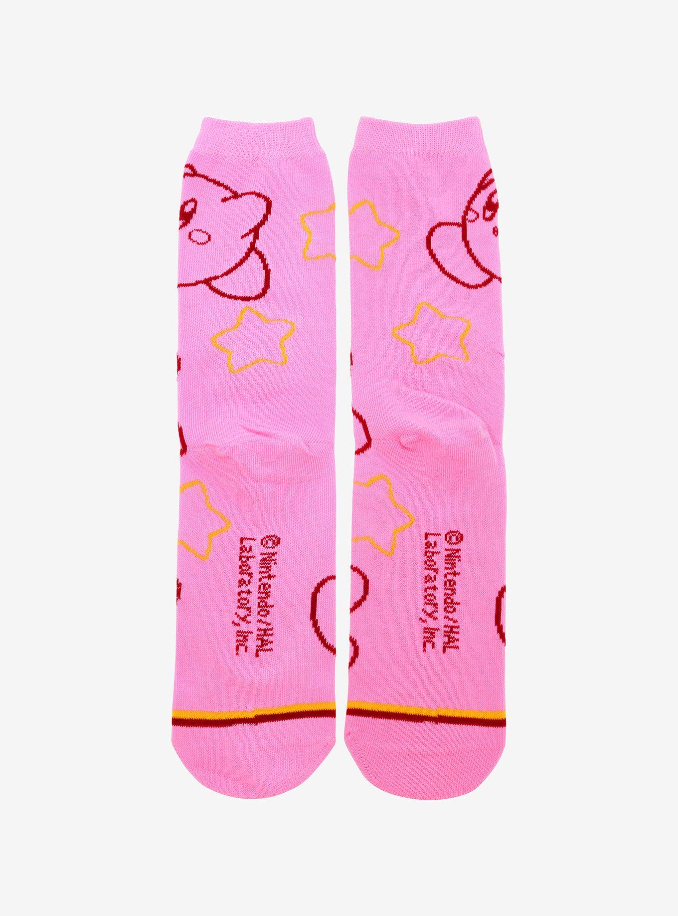 Kirby Outline Pink Crew Socks, , alternate