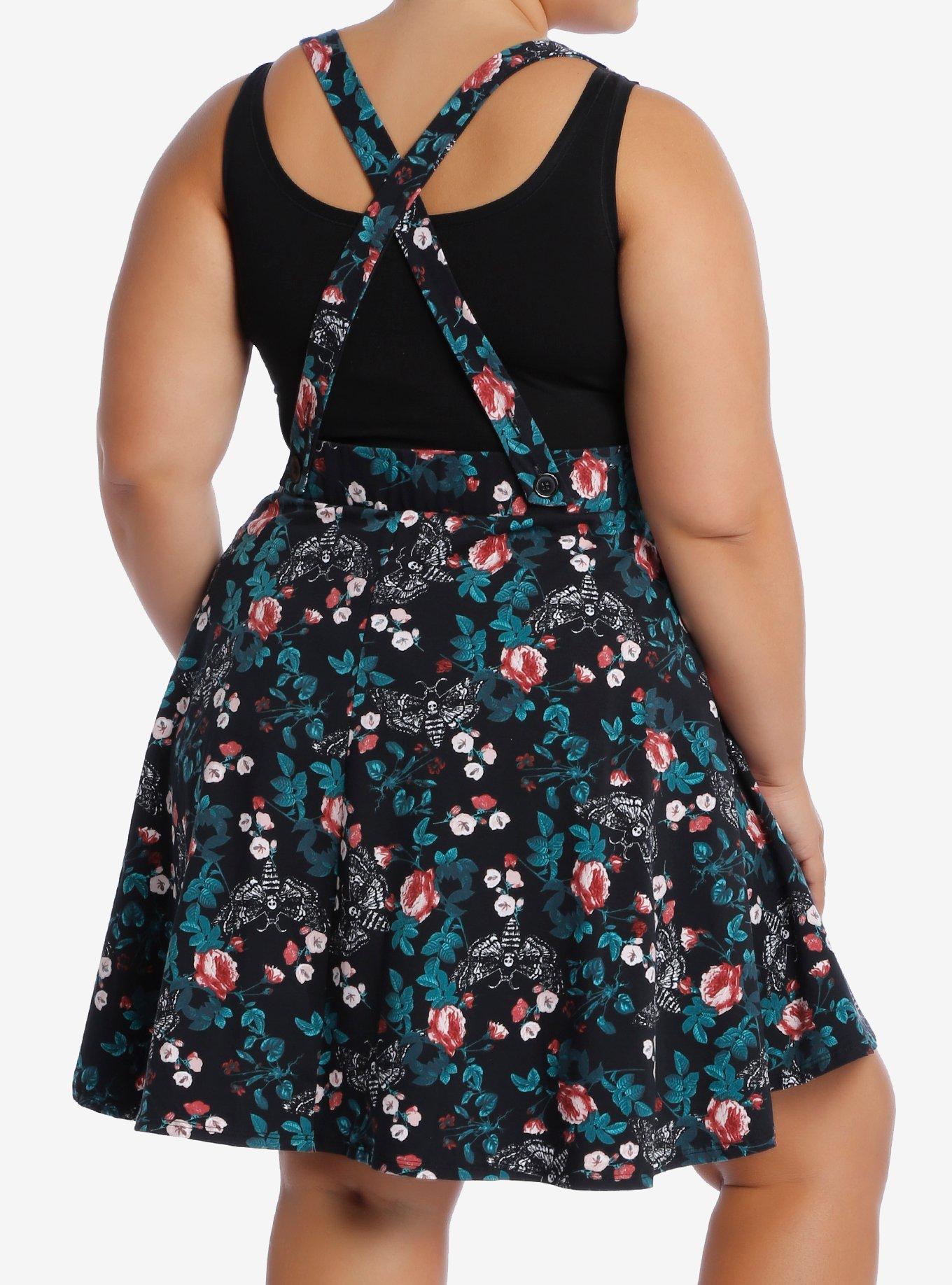 Death Moth & Roses Scoop Suspender Skirt Plus Size, MULTI, alternate