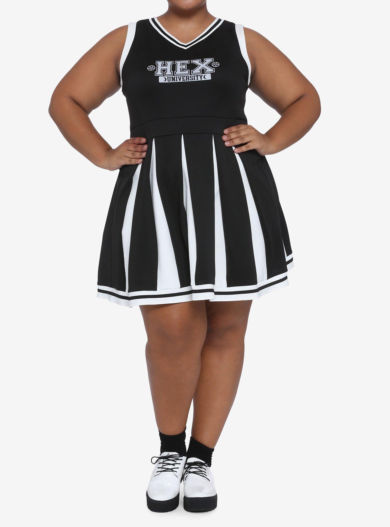 Black & White Hex University Cheer Dress Plus Size, WHITE, alternate