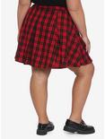 Red & Black Buckles Plaid Skirt Plus Size, PLAID, alternate