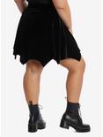 Batwing Hem Black Velvet Skirt Plus Size, BLACK, alternate