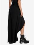 Black Lace-Up Hi-Low Maxi Skirt, BLACK, alternate