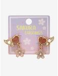 Sakura Blossom Heart Wing Dangle Earrings, , alternate