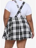 Black & White Plaid Pleated Skirtall Plus Size, PLAID - BLACK, alternate