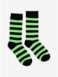 Black & Green Stripe Crew Socks, , alternate