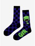 Invader Zim GIR Purple & Black Checkered Crew Socks, , alternate