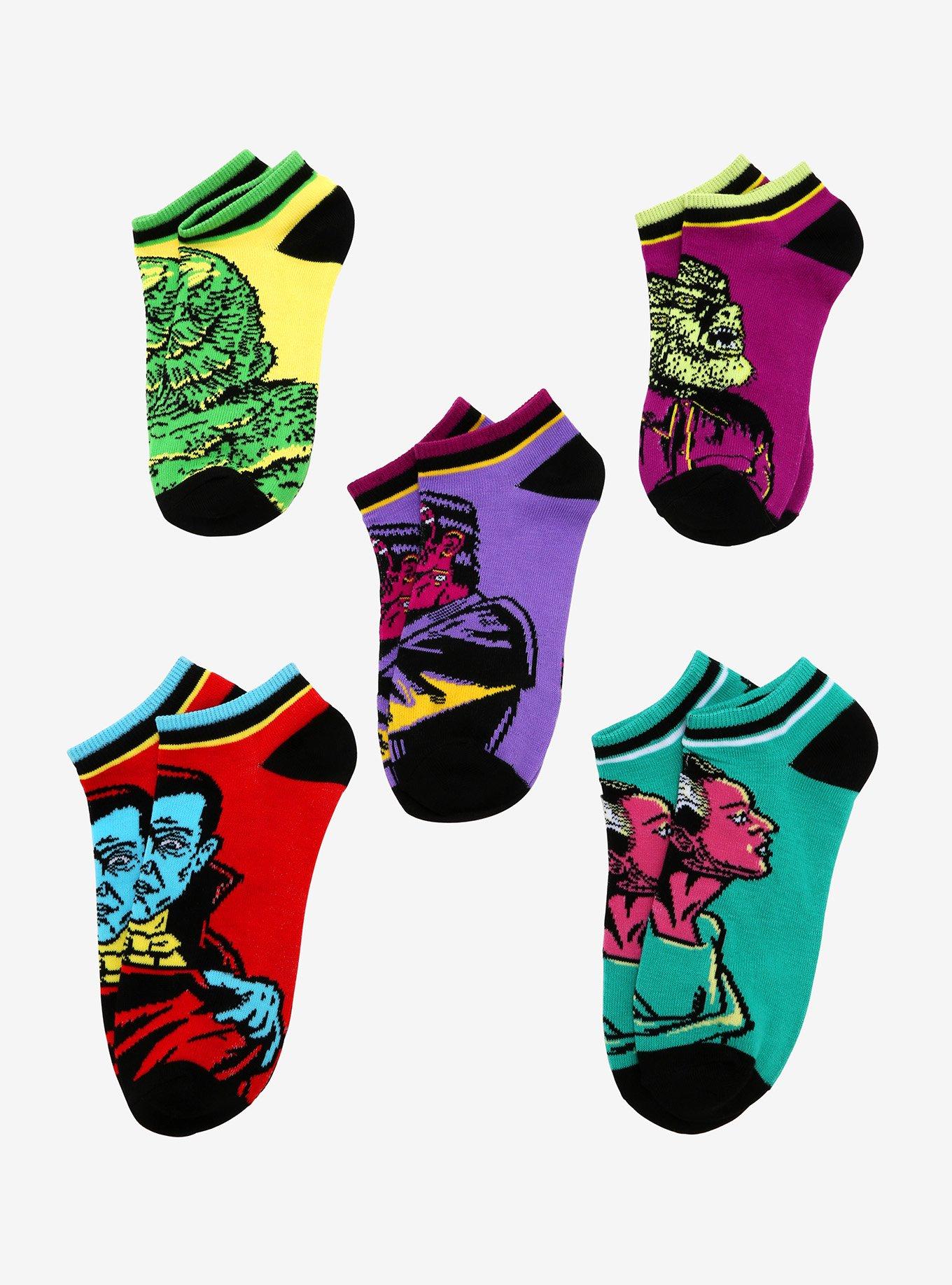 Universal Monsters Pop Art No-Show Socks 5 Pair, , alternate