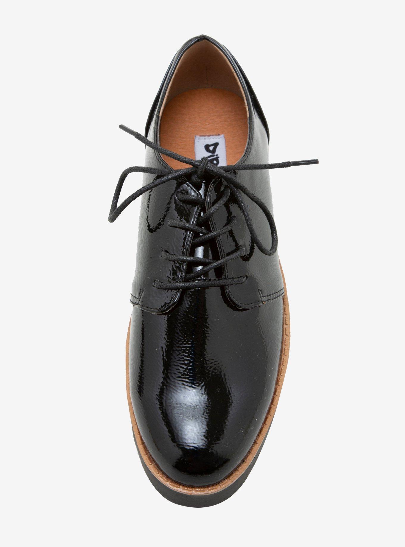 Black Patent Platform Oxford Shoes, BLACK, alternate