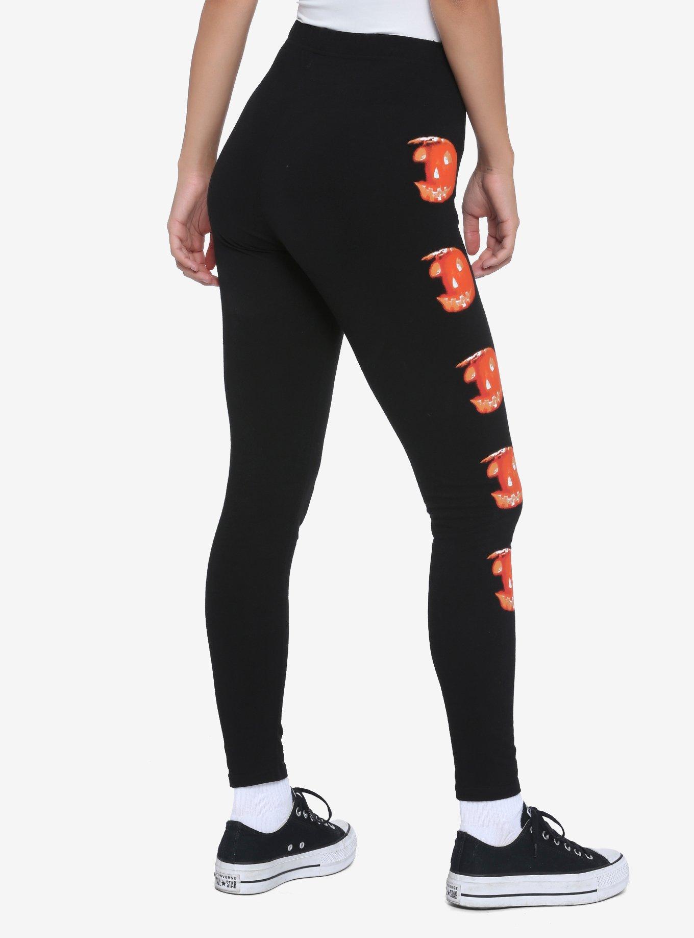 Halloween Michael Myers Pumpkins Leggings, BLACK, alternate